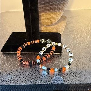 Halloween Beaded Bracelet Set - Orange and Black​